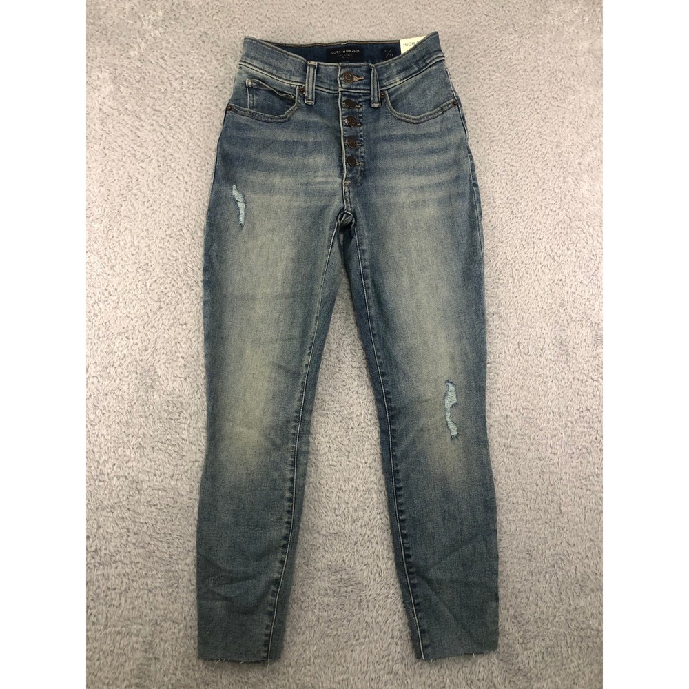 Lucky Brand Jeans Womens 2 (24X24.5) Blue NWT Bridgette Crop Distressed